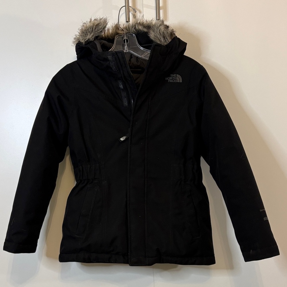 The North Face DryVent 550 Girls Black Puffer Jacket with Fur Trim